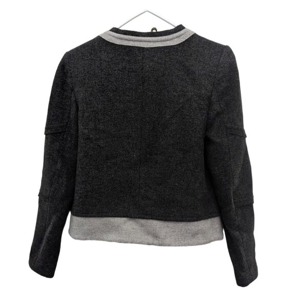 Rebecca Minkoff Two Tone Charcoal Grey Gray Blazer Career Jacket Zip Up Size 4 - Picture 3 of 5